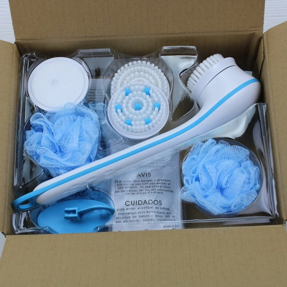 Idea Village Spin Spa Electric‎ Body Brush Set White Blue SPSPAWH